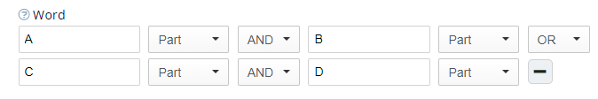 Word constituents search example.